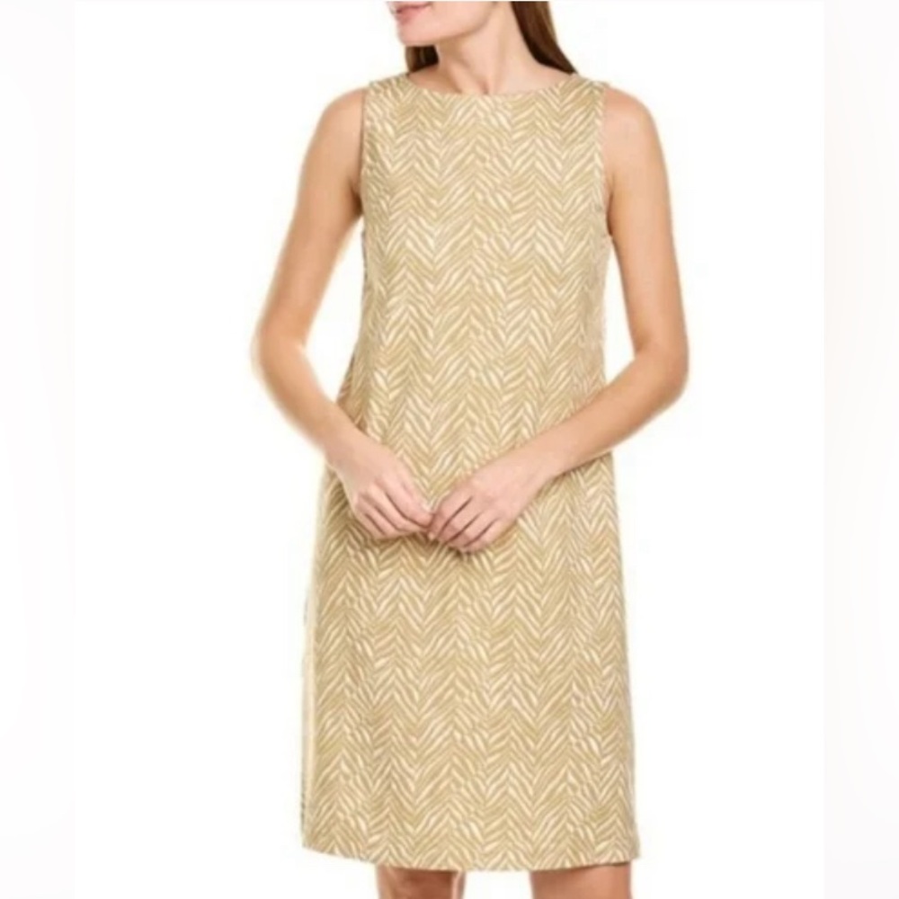 J. McLaughlin Doane Zebra Neutral Tan Shift Dress Catalina Cloth XS EUC